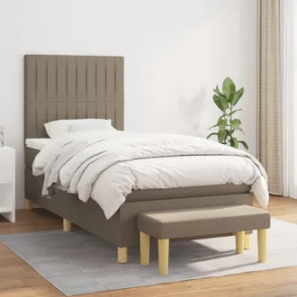 vidaXL Vidaxl - Cama Box Spring Con Colch&oacute;n Tela Gris Taupe 100x200 Cm
