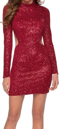 La Femme Long Sleeve Mini Dress In Red