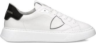 Philippe Model Witte Kalfsleren Sneakers - Heren - Sneakers - Wit - 42 EU - Leer - Schoenen