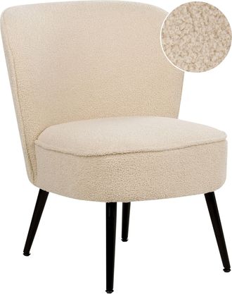 Beliani Beliani - Sill&oacute;n Decorativo Acolchado Sin Reposabrazos Sala De Estar Boucl&eacute; Beige Claro Voss