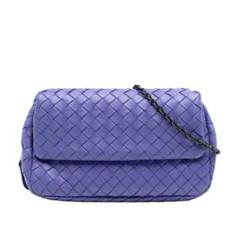 Bottega Veneta Pre-owned Cross Body Bags, female, Purple, Size: ONE SIZE Pre-owned Woven Leather Crossbody Bag