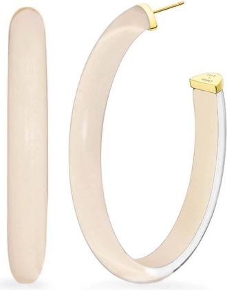 Gold & Honey Womens Xl Oval Illusion Neutral Lucite Hoop Earrings In Nude3