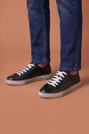 D'Arienzo Sneakers in pelle stampata nera da uomo DArienzo, Seleziona Taglia ITA 40, Colore Nero