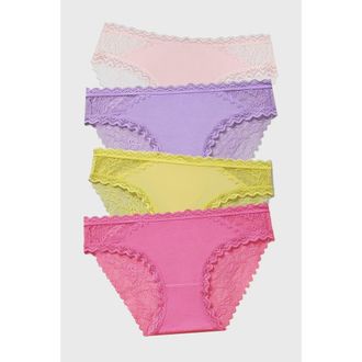 Stripe and Stare Eco Lace Original Knicker Four Pack in Summer Brights at Nordstrom, Size X-Small Uk