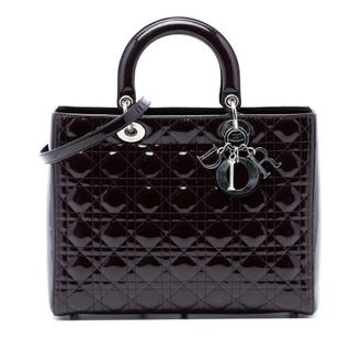 Dior Pre-owned Dior Large Patent Cannage Lady Dior 05-MA-1100