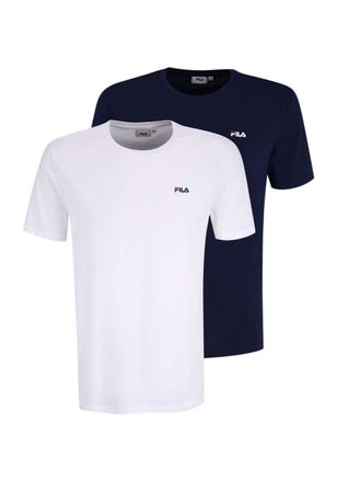 Fila Mens Brod tee/Double Pack T-Shirt, Bright White-Medieval Blue, M