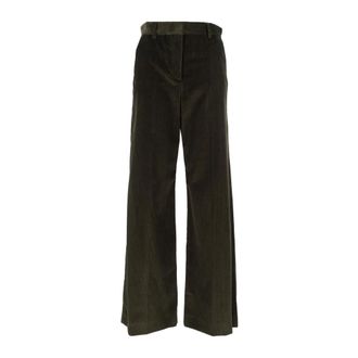 Max Mara Tania Wide Broeken - Dames - Broeken - Groen - Maat: XS Katoen