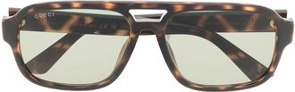 Gucci tinted-lenses pilot-frame sunglasses - men - Acetate - 59 - Brown