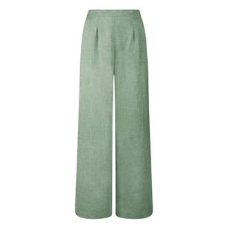 Bomboogie Pantalones Palazzo de Lino - Trousers - Mujer - Verde - L