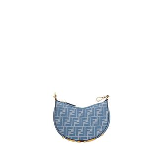 Fendi Shoulder Bags, female, Blue, Size: ONE SIZE Mini Graphite Fabric Shoulder Bag