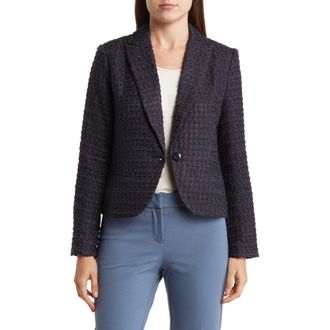 Amanda + Chelsea Peak Lapel Boucl&eacute; Blazer in Navy at Nordstrom Rack, Size X-Small