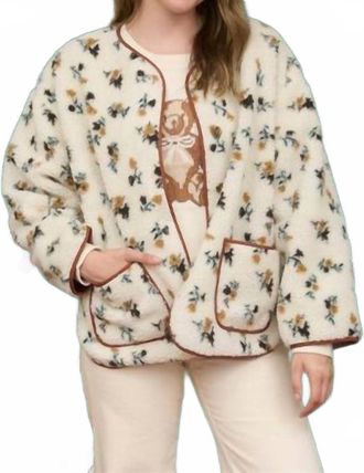 Blu Pepper Floral Sherpa Jacket In Cream Multi