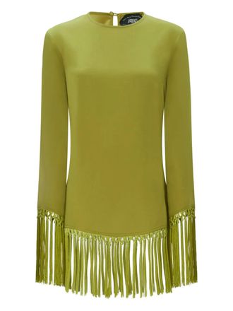 Taller Marmo Jurk met franje afwerking en lange mouwen - Groen