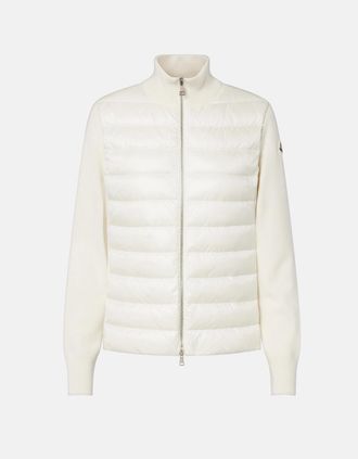 Moncler Womens WOMENS HYBRID CARDIGAN - White - Size: 10/8