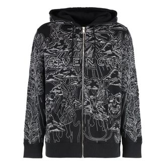 Givenchy Zip-throughs, male, Black, Size: L Cotton Full Zip Hoodie