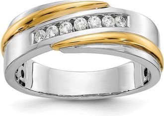 Diamond2Deal 14k Two-tone Lab Grown Diamond Wedding Band Ring 0.33Ct Clarity- VS Color- D-E