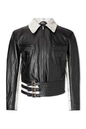 Enfants Riches Deprimes Dog In Restraint Buckled Painted Leather Jacket