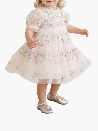 Needle & Thread Garland Ribbon Baby Dress in Cream/multi at Nordstrom, Size 3-6M