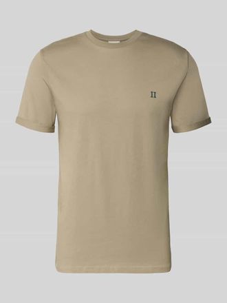 Les Deux T-Shirt mit Logo-Stitching Modell Norregaard in Schlamm, Gr&ouml;&szlig;e XXL