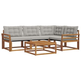 vidaXL Conjunto De Sof&aacute;s De Exterior 5 Pcs Gris Natural Y Claro Vidaxl