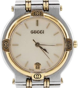 Gucci Pre-owned 9000M Roestvrijstalen Quartz - Heren - Vintage Horloges - Grijs - ONE Size - Vintage