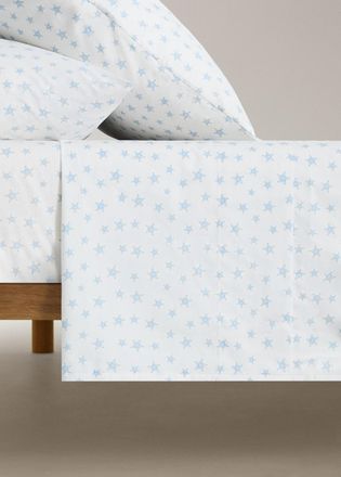 Mango Lenzuolo con angoli in cotone percalle stelline Letto 90 cm blu - Home - Letto 90 cm - MANGO HOME