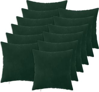 vidaXL Coj&iacute;n Con Almohada Heerlen 12 Uds. Verde Oscuro Terciopelo Vidaxl