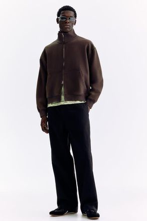 H&M Relaxed-fit boxy track jacket in Dark Brown at Nordstrom, Size X-Small