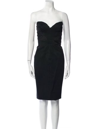 Zac Posen Womens Strapless Cocktail Dress In Black