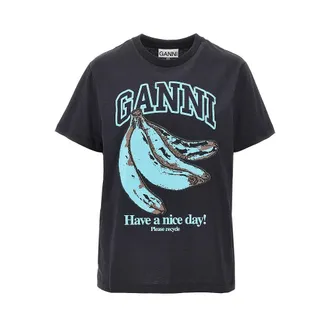 Ganni Jersey T-shirt with Banana print Woman XS
