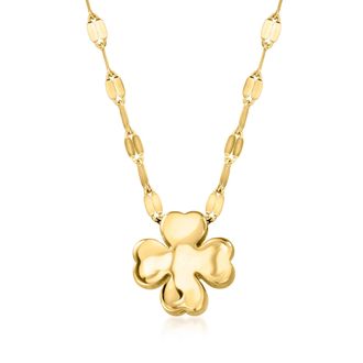 Ross-Simons Italian 10kt Yellow Gold Puffed Clover Necklace