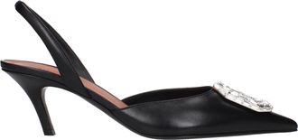 Amina Muaddi Camelia Sandalen Damess Leer Zwart