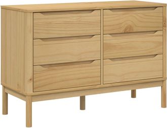 vidaXL C&oacute;moda Cajonera Floro Madera Maciza De Pino Marr&oacute;n Cera Vidaxl