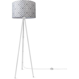 Paco Home Paco Home - Lámpara De Pie Salón Moderna E27 Lectura Luminaria De Pie Soporte Retro Pantalla Diseño 7 (Ø45,5 cm), Lámpara de pie trípode - Blanco