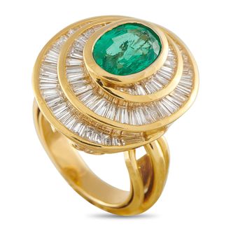 Luxury Bazaar 18K Yellow Gold 3.0ct Diamond and Emerald Ring MF08-050126