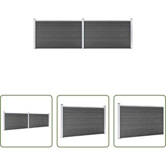 vidaXL Pannelli di recinzione - Set Pannelli di Recinzione in WPC 353x105 cm Nero