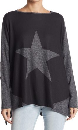 Go Couture Colorblock Top in Charcoal Print 1 at Nordstrom Rack, Size X-Large