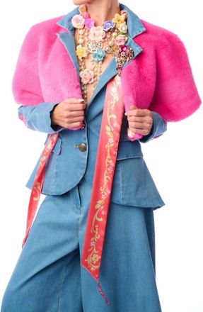 Aratta Grace Kelly Reversible Fur Cape In Pink