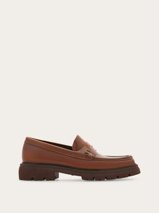 Ferragamo Men Penny loafer with chunky tread Brown Size 10.5