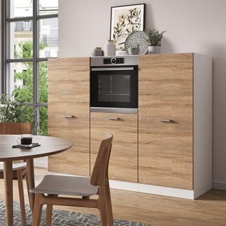 Vicco Bloque De Cocina R-line, Sonoma/blanco, 180 Cm Sin Encimera