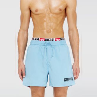 Diesel Mid-length swim shorts with logo print - Swim shorts - Man - Blue