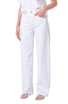 A Gold E Ren High Waist Wide Leg Jeans in Marshmallow Cl at Nordstrom, Size 25