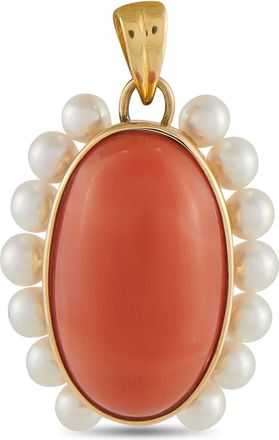 Luxury Bazaar 18K Yellow Gold Coral and Pearl Pendant MF06-101525