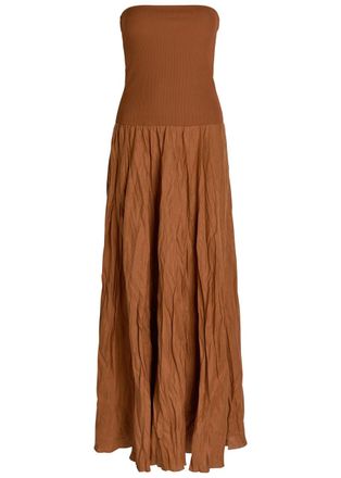 Johanna Ortiz Empowerment Movement Crinkled Linen-blend Midi Dress - Brown - 2 (UK6 / XS)