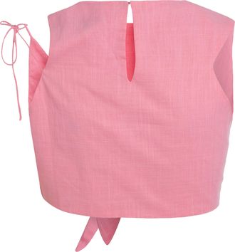 Mother of All Womens Cotton Crop Top With Decorative Bow Pink