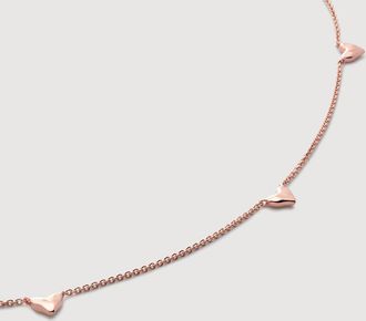 Monica Vinader Rose Gold Heart Station Chain Necklace