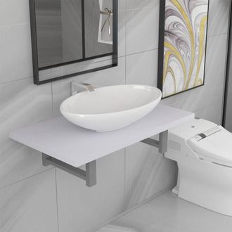 Berkfield Home Two Piece Bathroom Furniture Set Ceramic White