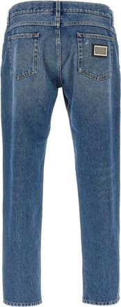 Dolce & Gabbana Mens Blue Cotton Straight-Leg Jeans Clothing