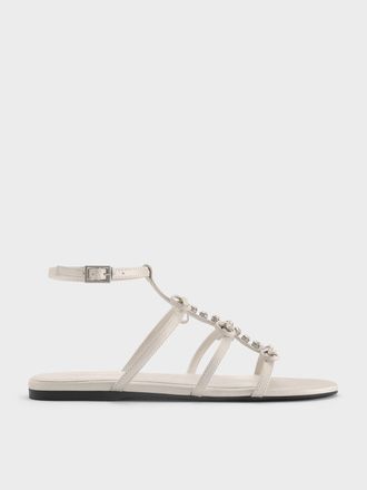 Charles & Keith Gem-Embellished Bow T-Bar Sandals