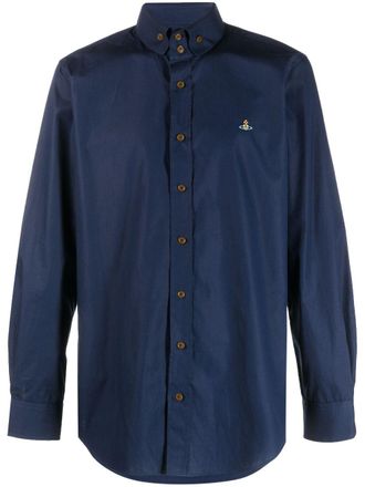 Vivienne Westwood embroidered-Orb poplin shirt - Blue